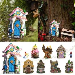 Decorative Figurines Wooden Fairy Elf Door Miniature Dollhouse Garden Craft Fairytales Decoration Ornaments Outdoor Sculpture