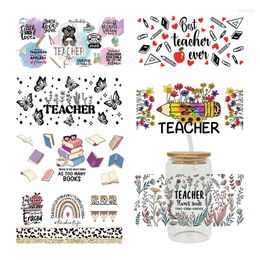 Window Stickers UV DTF Transfer Sticker Teacher For The 16oz Libbey Glasses Wraps Bottles Cup Can DIY Waterproof Custom Decals D13072