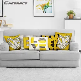 Pillow Yellow Geometric English Linen Pillowcase Sofa Cover Home Decoration Can Be Customised For You 40x40 50x50 60x60 45x45