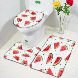 Bath Mats Watermelon Strawberry Fruit Print Bathroom Set Non-slip Carpet Floor Mat Toilet Seat Super Soft Absorb Water