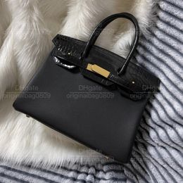 12A Top Quality Designer Luxury Handbags Specially Customized Bright Alligator Leather Spliced Togo Leather Creative Design Women's Tote Bags With Original Box
