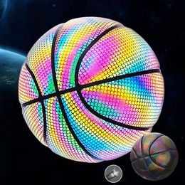 PU Basketball Reflective Ball Glowing Durable Basketball Luminous Basketballs Gifts Toys For Indoor Outdoor Night Game 240510