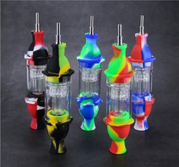 Silicon Dab Straw Lighthouse Shape NC Acrylic Philtre Smoking Pipe Colourful Smoking Bong with Titanium Nail Tip1501814
