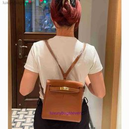 Luxury Hremms Designer Bag Classic Kelyys Shoulder Bag for Womens 2024 New Top Layer Litchi Pattern Leather Backpack Classic with Real Logo