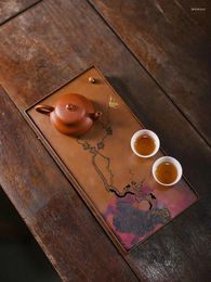 Tea Trays Handmade Plum Blossom Purple Copper Pot Water Storage Rectangular Tray Set Dry Brewing Table Teaware Making