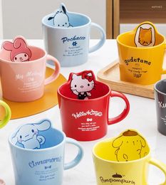 Mugs 290ml Milk Ceramics Cup Creative Kitty Morning Tea Spoon Lip Juice Water Coffee Mug Funny Kitchen Drinkware Girls Gift