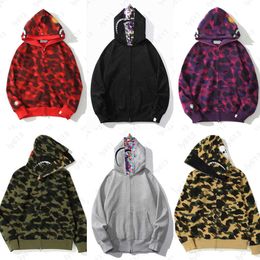 shark hoodie full zip up mens sweatshirt designer hoodie Fashion Shark Mouth Pattern hoodies Camouflage Print sweatshirts high street men women clothing