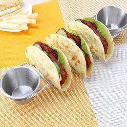 Dinnerware Sets Mosodo Mexican Restaurant Stainless Steel Pancake Rack Taco Holder Pizza Display Stand Spring Roll Kitchen ToolsTacoHo