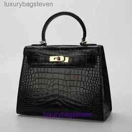 10A Original 1:1 Hremms Kelyys Designer Handbag Messenger 2024 New Crocodile Skin Womens Bag Genuine Leather Handbag Fashion Trend Belly with Real Logo
