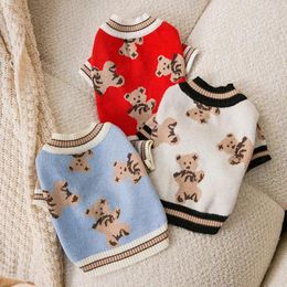 Dog Apparel Bichon Cute Bear Sweater Autumn And Winter Warm Clothes Pet Feet Open Shirt Puppy Cartoon Products