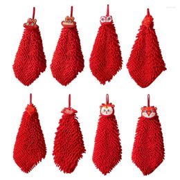 Towel 50JC Red Chenille Soft Hand Home Super Absorbent Eco-Friendly Wipe Cloth With Hanging Loop Kitchen Bathroom Accessories