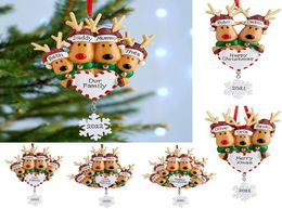 Resin Christmas Decorations Blanks Loving Elk Family Gifts of 2 3 4 5 6 Heads DIY Name and Greetings Xmas tree pendant 18 Discoun8059668