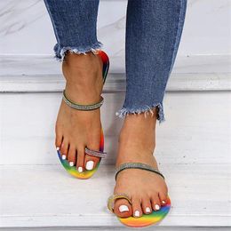 Slippers 2024 Summer Women Crystal Flip Flops Beach Sandals Clip Toe Roman Flat Shoes Casual Comfortable Slides Femme Pantoufles