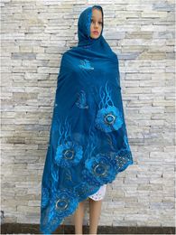 Ethnic Clothing 2023 New Dubai Spring Scarf For Muslim Women African Cotton Sequins Embroidery Hijab Islam Pashmina Turban Fashion Headscarf T240510