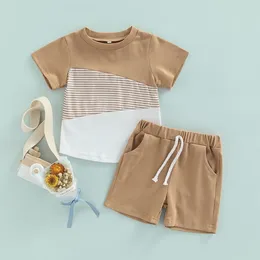 Clothing Sets Infant Baby Boys Summer Outfit Clothes Set Color Block Short Sleeve T-Shirt With Shorts 2Pcs Toddler Boy