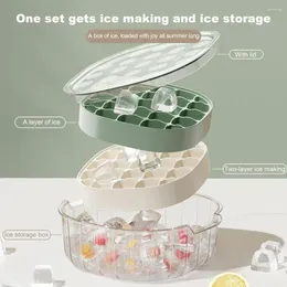 Baking Moulds Unique Pattern Ice Tray Whiskey Cube Mold Dual Layer Silicone With Lid For Coffee Cocktails 42 Cavities