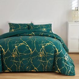 Bedding Sets Luxury Fashion Duvet Cover Set Bronzing Marble Print For Soft Comfortable Bedroom Guest Room