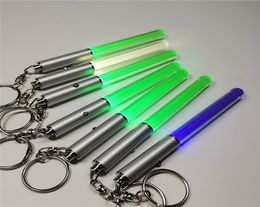 Whole LED Flashlight Stick Keychain Mini Torch Aluminium Key Chain Key Ring Durable Glow Pen Magic Wand Stick Lightsaber LED Li9136478
