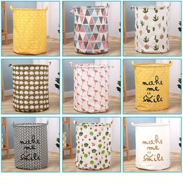 Cotton linen dirty laundry basket foldable 40x50cm waterproof Organiser bucket clothing childrens toys large capacity storage home 240510
