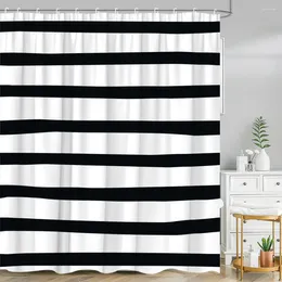 Shower Curtains Black And White Pattern Curtain Geometric Modern Stripes Raindrops Fun Minimalist Polyester Fabric Bathroom Decor