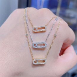 jewlery messis necklaces designer messikas for women jewelry necklace Single Diamond Necklace 18k White Gold Set with Diamond Full Diamond Sliding Mobile Rose
