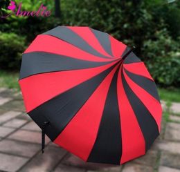 10pcs Lolita Gothic Style Princess Red Black Stripe Pagoda Wedding Sun Umbrella Parasol 21032028725807736
