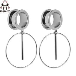 KUBOOZ Ear Piercing Gauges Stainless Steel Dangle Plugs Tunnels Body Jewellery Expander Stretcher Fashion Earrings Jewellery 2PCS3364966