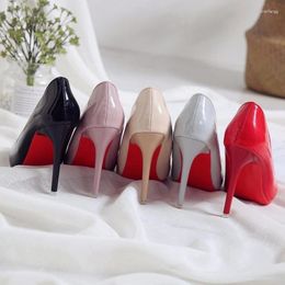 Dress Shoes Women Plus Size Fashion Pointed Toe Platform Heels Patent Leather High Pumps Mary Jane Red