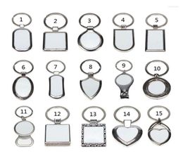 Keychains 15 Shapes Sublimation Transfer Paper Blanks DIY Metal Round Key Rings Heat Press Po Custom Jewellery Making Smal222432889