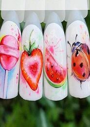 1PCS Strawberry Summer Fruit Drinking Stickers For Nails Manicure Nail Art Design Water Transfer Watermark Beauty Decals1907027