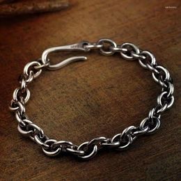 Link Bracelets LH Ring Clasp Male European And American Retro Old Too Chain Middle Small Design Bracelet