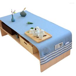 Table Cloth Blue/grey Mediterranean Tablecloth Living Room Storage Pocket Coffee Cover TV Cabinet Towel Dust Proof