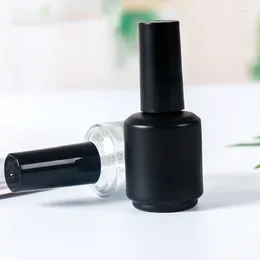 Storage Bottles 200pcs/lot 15ml Matte Black White Empty Nail Polish Glass Bottle Containers With Brush Cap