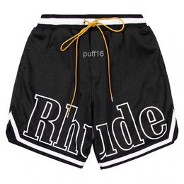 Designer Shorts Rhude Mens Capsule Summer Beach Pants Mesh Material Breathable Sweat Loose Fitness Basketball Short Black 9BV5 R569