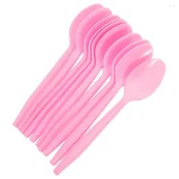 Disposable Flatware 50 Pcs Party Decor Plastic Spoon For Ice Cream Pudding Spoons Pink Reusable Heavy Duty