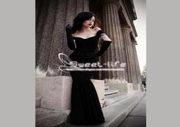 2019 Black Evening Dress Mermaid Sexy Solid Off Shoulder Sleeveless Velvet Celebrity Ball Gown Bridal Party Formal Prom Dresses9521645