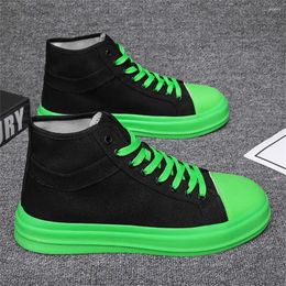 Boots Fabric Canvas Men's High Top Shoes Green Black Tennis For Men Sneakers Sports Athletics Genuine Brand Er