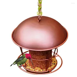 Other Bird Supplies Hang Feeder Squirrel Proof Metal For Outside 4 Feeding Ports Round Roof Design Decoration Garden