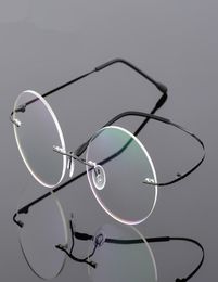 high Quality Steve Jobs Style Alloy Rimless Optical Prescription Glasses Frame Round Clear Lens Glasses 1498918