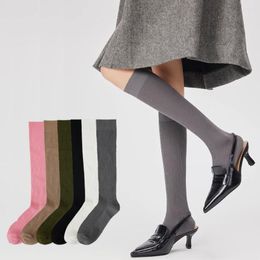 Women Socks Women's Versatile Four Seasons Simple Calf Solid Colour Pure Cotton Comfortable Mid Length Girls Long Stockings