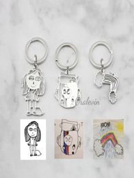 Customised Children039s Drawing Keychain Kid039s Art Child Artwork Personalised Keychain Custom Name Jewellery Christmas GIFT 7442815