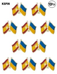 Spain and Ukraine Friendship Brooches Lapel Pin Flag badge Brooch Pins Badges 10Pcs a Lot5261111