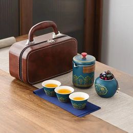 Teaware Sets Portable Travel Tea Set Small Outdoor Bag Ceramic One Pot Three Cups Quick Cup