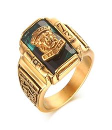 Gold Color Titanium Men Rings Stainless Steel Big Masculine Cool Jewelry Accessory Navy Blue Black Red Gemstones Gifts Fashion Clu4687988