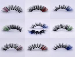 20mm 25mm Colorful Eyelash Faux 3D Mink Eyelashes Thick Long Colored False Eye lash Shiny Party Full Strip Eye Lashes Extension Ma6990492