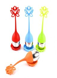 Lotus Shaped Tea Tools Strainer Silicone Handle Stainless Steel Tea Infuser for Loose Teas Leaf or Herbal2472064