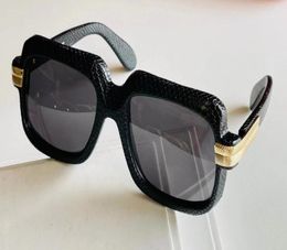 Square Legends Sunglasses 607 Black Leather Grey Shaded Sun Glasses Shades gafas de sol men Fashion Shades with Box8911891