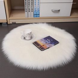 Pillow Soft Faux Fur Round Stool Pad Thickening Dining Chair Anti-Slip Seat Mat Home Decoration