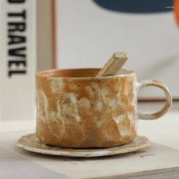 Cups Saucers European Vintage Coffee Mug Aesthetic Ceramic Breakfast Travel Creative Cup Set Art 280ML Espresso Porcelain