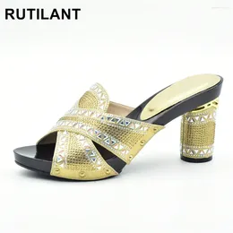 Dress Shoes Arrival Latest Italian Ladies Sexy High Heels Pumps Rhinestones Design African Sandal For Parties